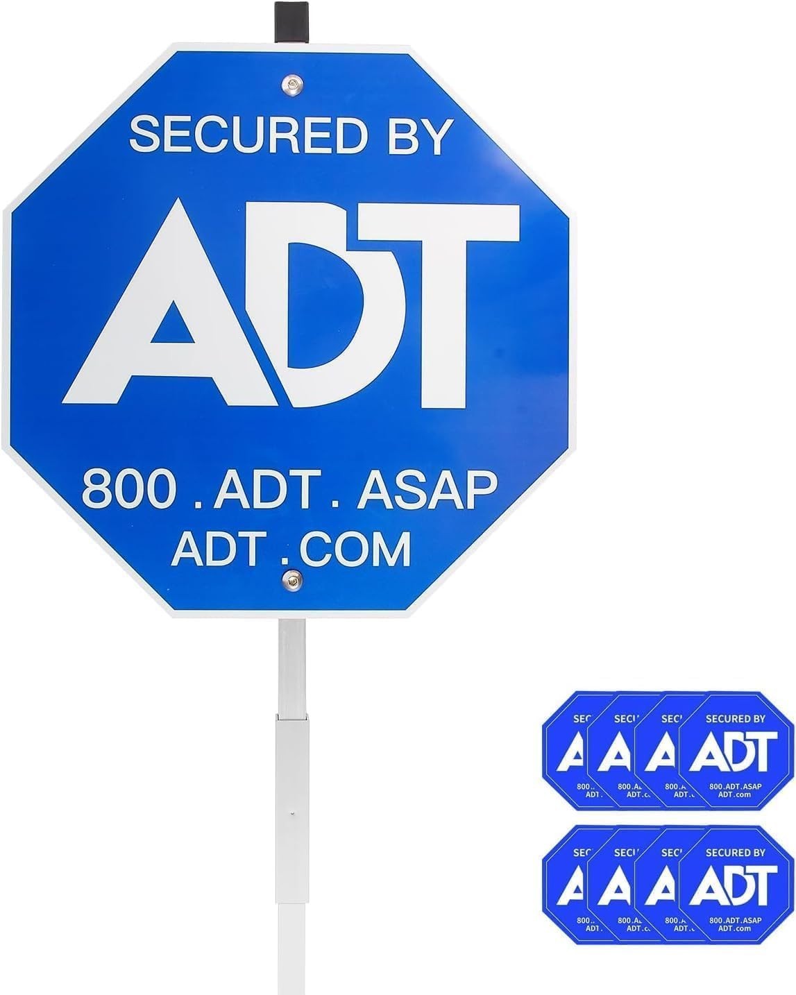 28" ADT Security Sign with Stake & 8 Window Stickers, Weather-Resistant Yard