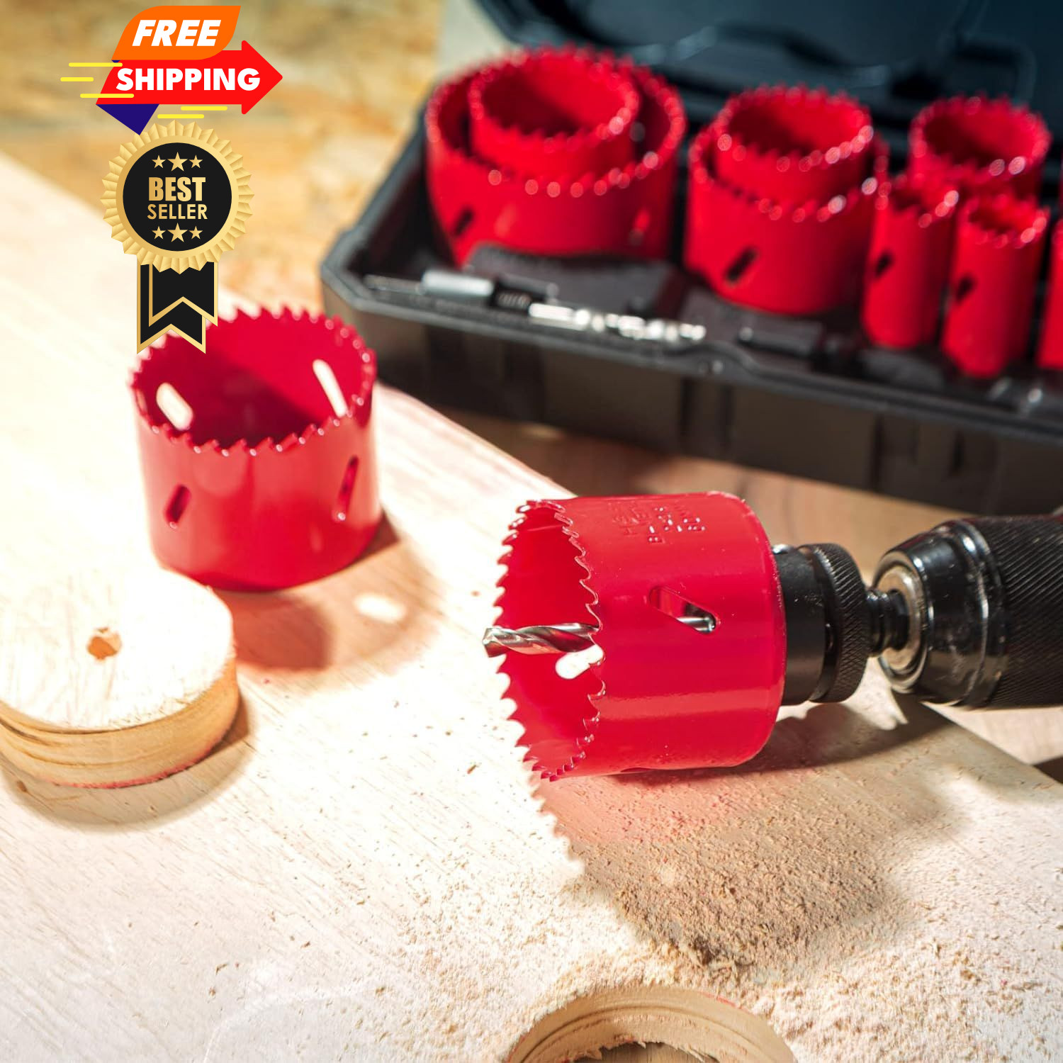 Bi-Metal Hole Saw Kit, HYCHIKA 17 Pcs High Speed 3/4 inch - 2-1/2 inch, Red