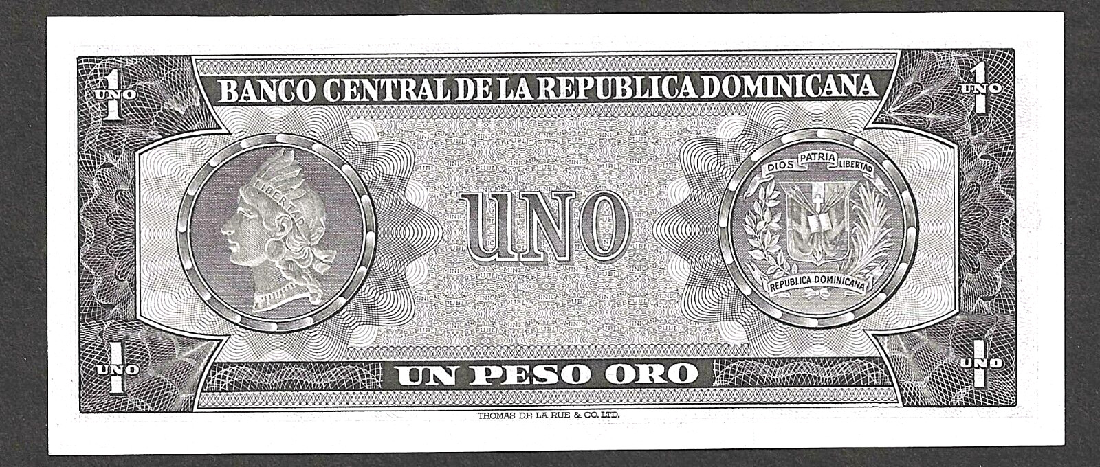 DOMINICAN REPUBLIC 1 PESO 1973 ~ P-108 ~ GEM CRISP UNCIRCULATED