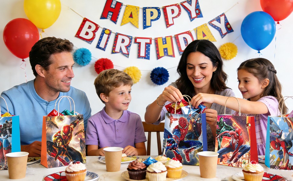 18 Pcs Spiderman Party Favors Gift Bag Avengers Goodie Bags Loot Bags Food Bags