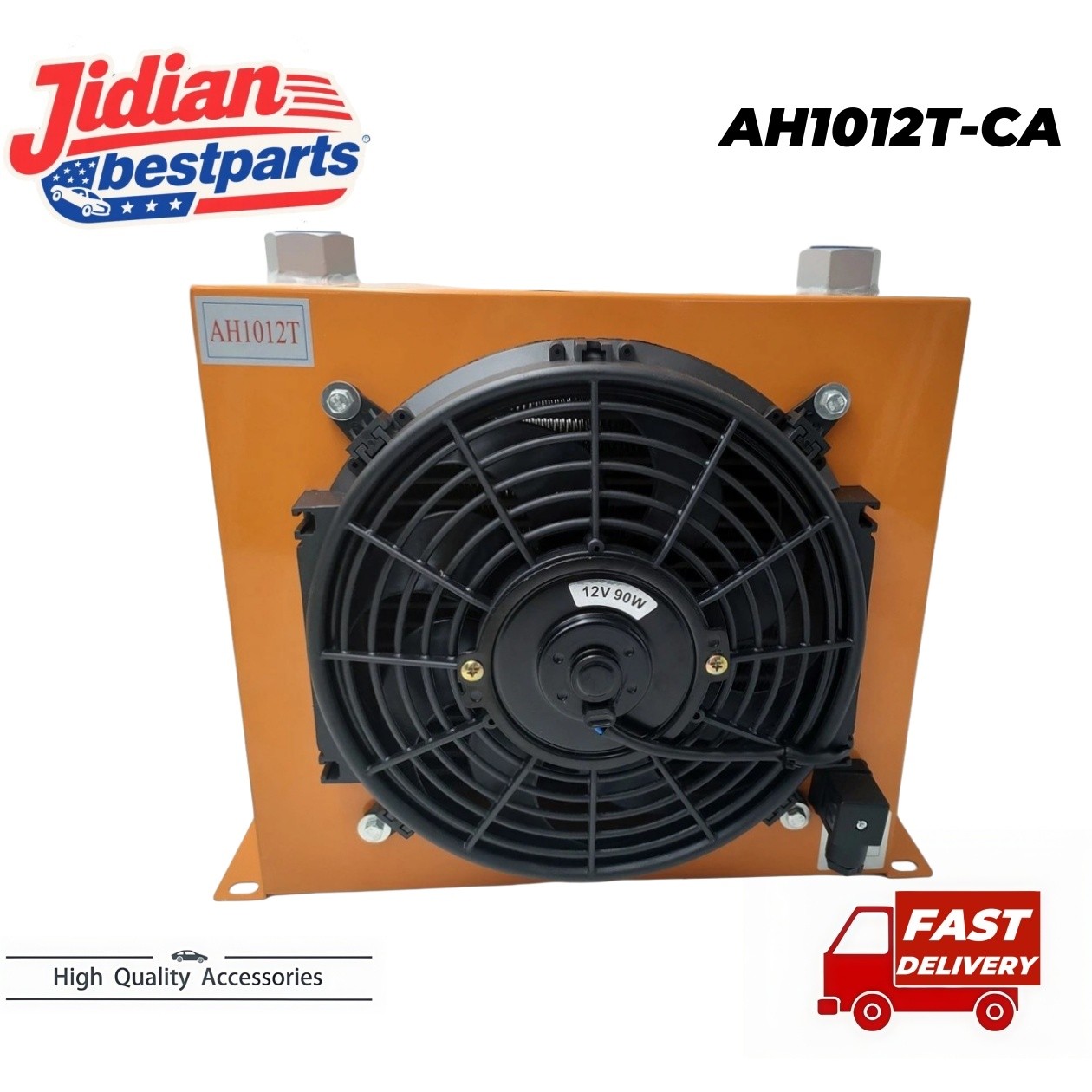 New AH1012T-CA DC12V Industrial Hydraulic Oil Cooler 100L/min Flow Fan Radiator