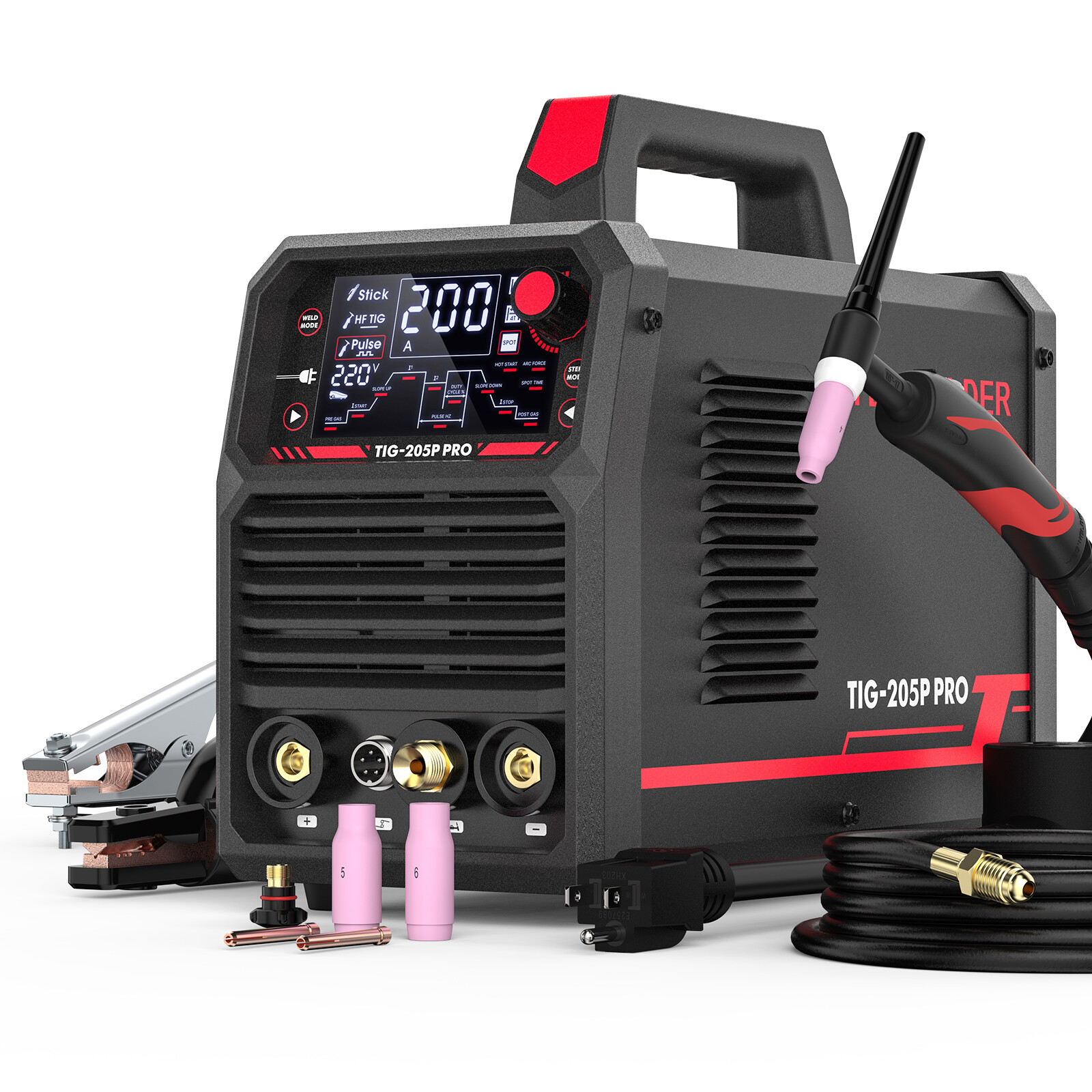 205Amp STICK/DC TIG/PULSE TIG 3 In 1, 110&220V TIG Welding Machine TIG-205P