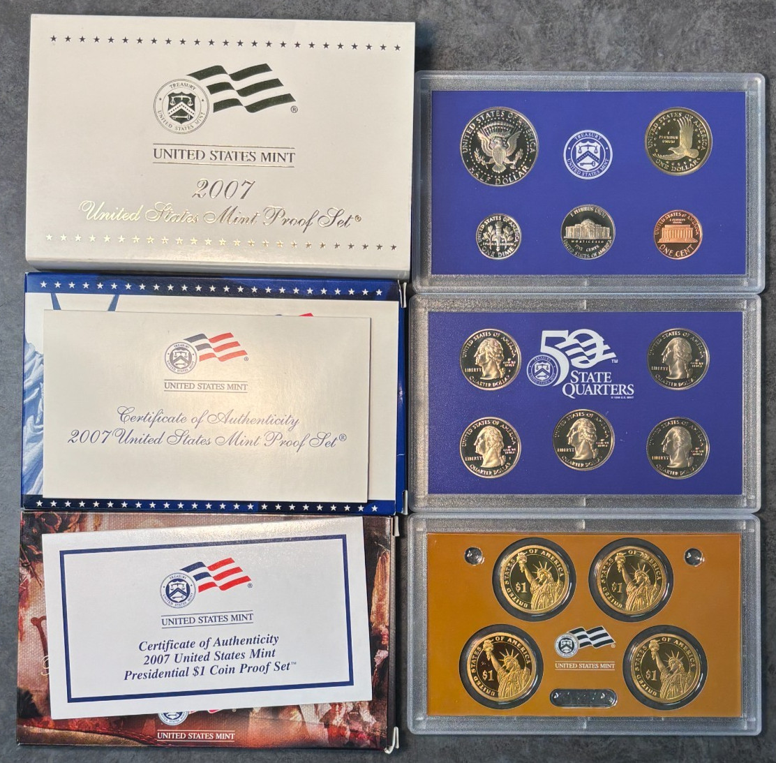 2007 S United States Complete Clad 14 Coin Proof Set in OGP with COA