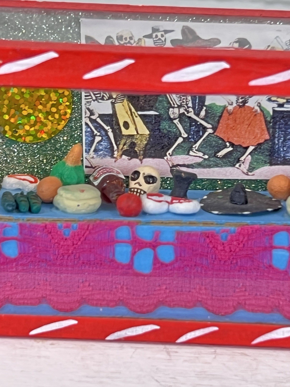Mexican Day of the Dead Shadow Box Diorama Folk Art 2.5” by 6”