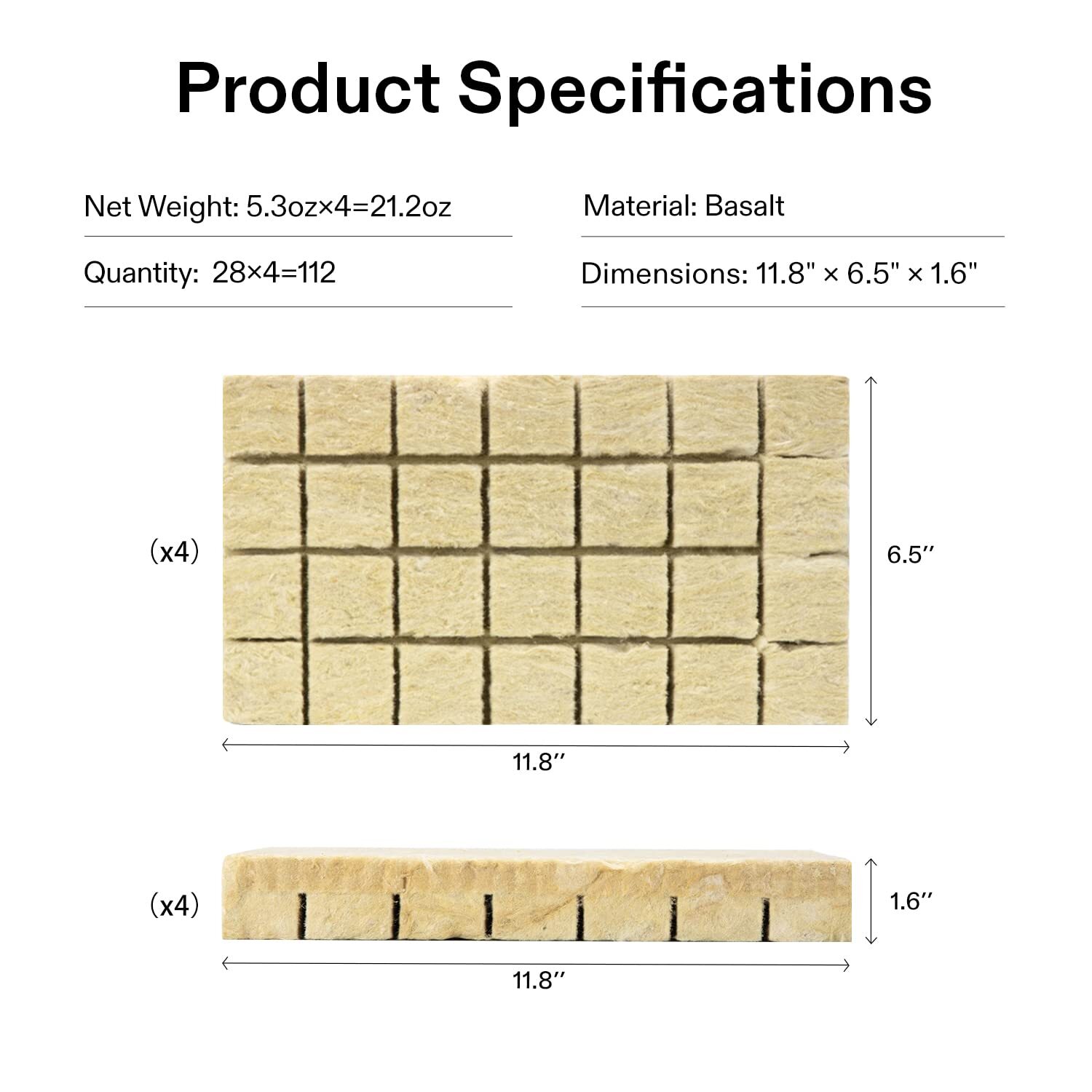 VIVOSUN 1.6" 112 Plugs Rockwool Cubes Hydroponics Grow Stonewool Starter Cubes