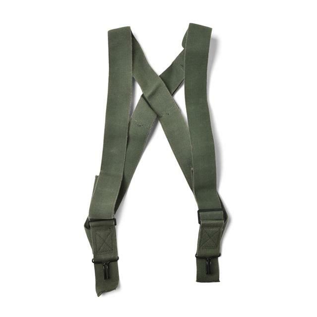 VINTAGE MILITARY ISSUE M-1950 TROUSER PANT SUSPENDERS ELASTIC OD GREEN USA MADE