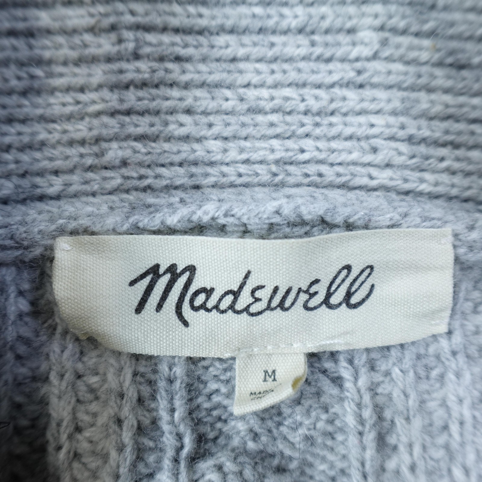 Madewell Sweater Men Medium Gray Shawl Collar Cable Knit Cardigan Merino Wool