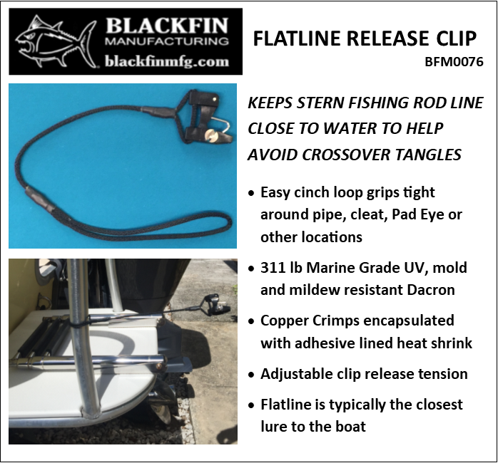 Flat Line Release Clip - Easy Cinch Strap - Adjustable Tension - Trolling