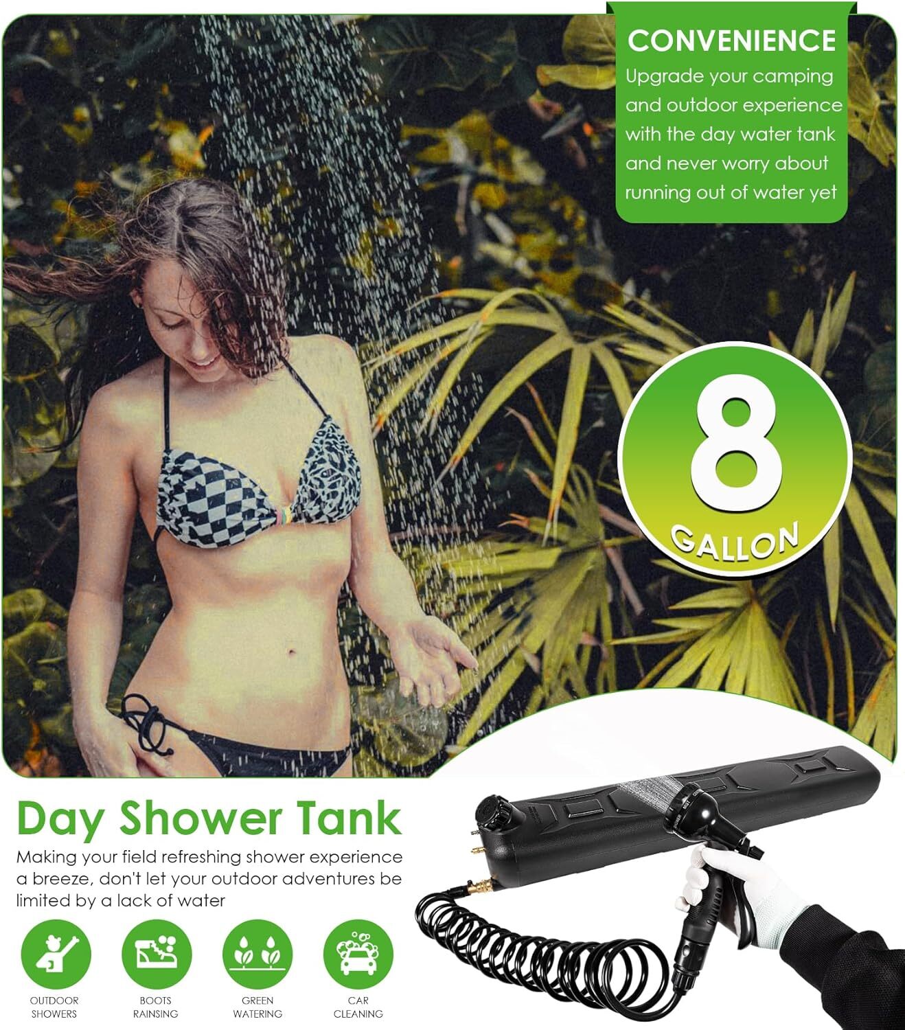 8-Gallon Pressurized Water Tank for Camping Showers,Overlanding,Outdoor Activity