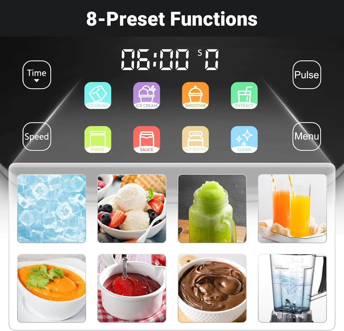 AMZCHEF 8-IN-1 Professional Blender 2000 W, 68 oz, Timer, XL-05 - Scratch & Dent