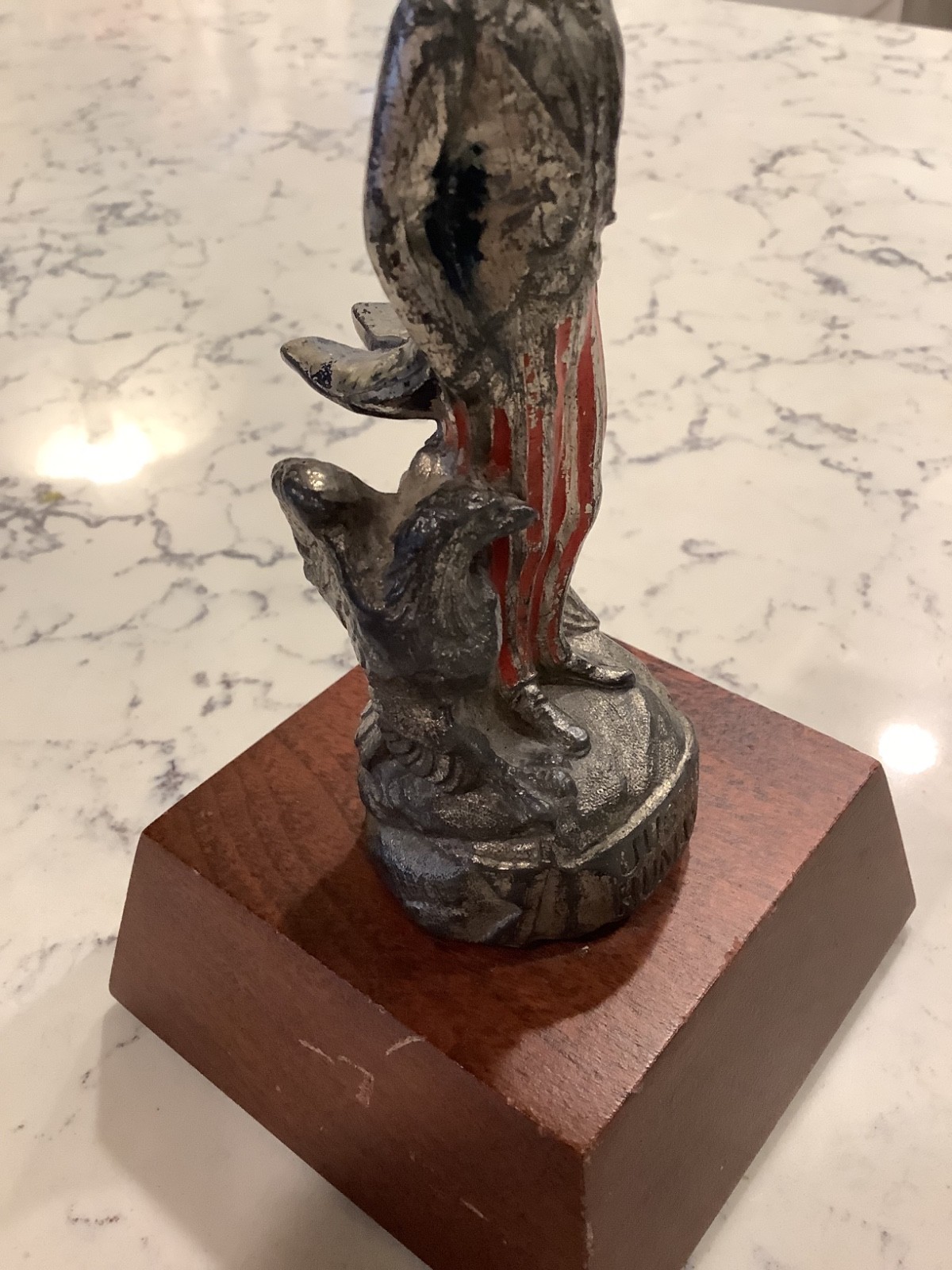 Vintage 1930s Hood Ornament Featuring Uncle Sam with Eagle by his Feet