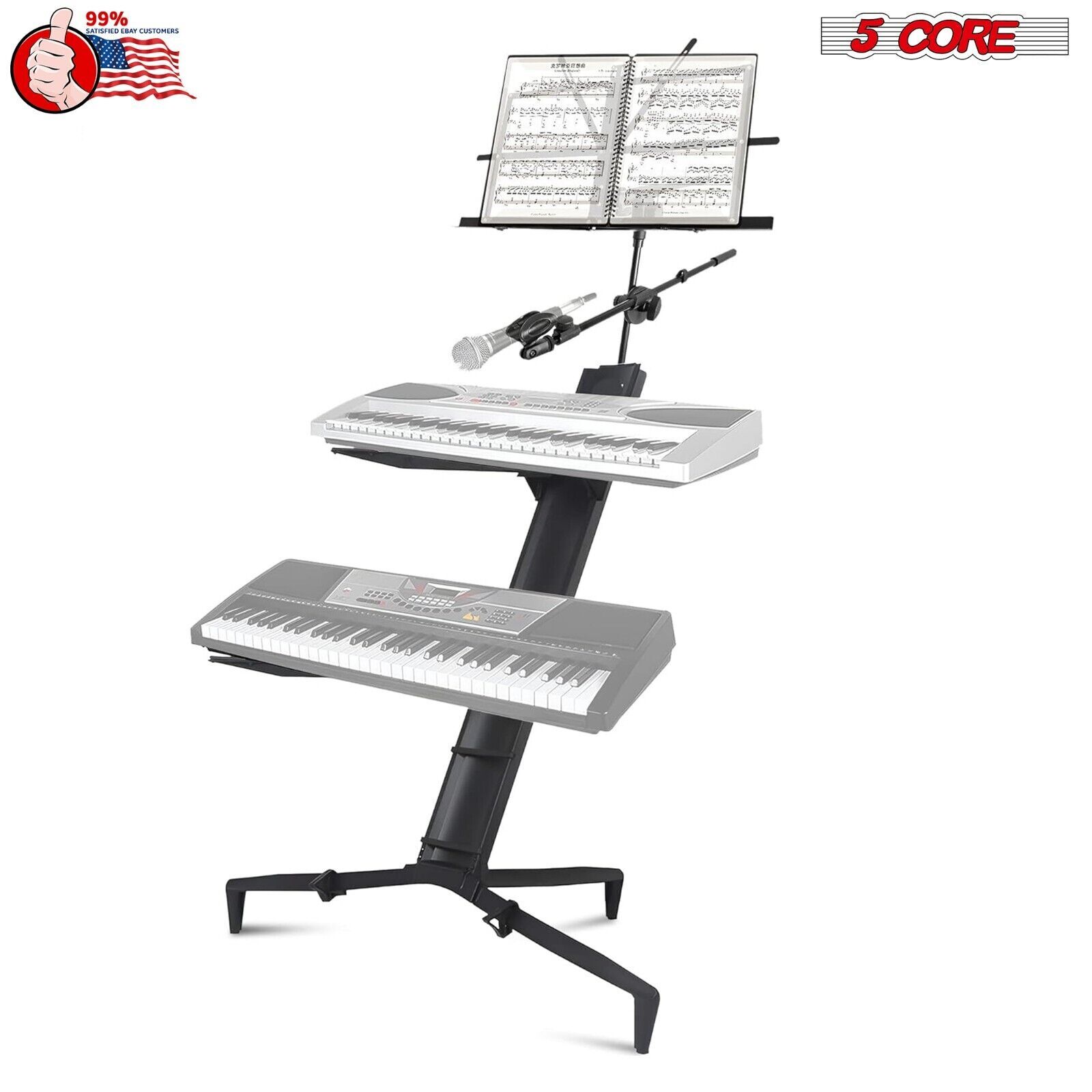 5Core Keyboard Stand 2 Tier Classic Adjustable Electric Piano Sturdy Holder