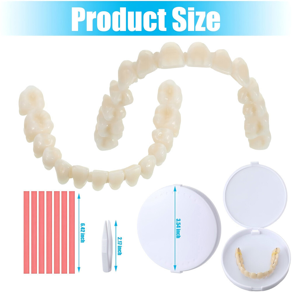 2 Set DIY Dentures Fake Teeth Kits Top and Bottom Dentures Temporary Fake Teeth