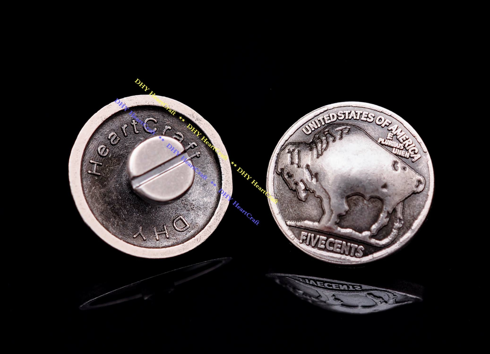 10X Antique Silver Buffalo Leathercraft Hardware Belt Western Concho Screwback