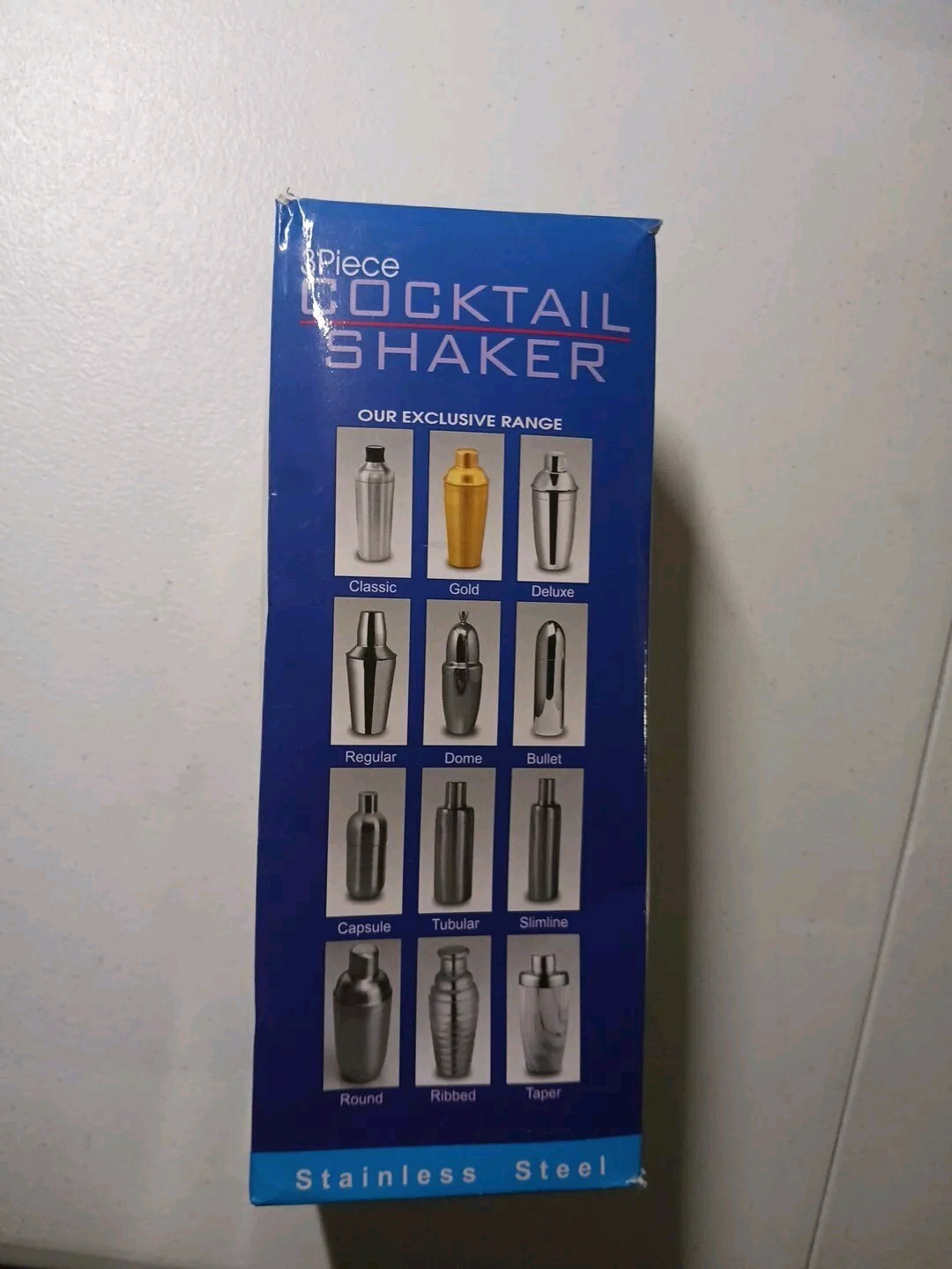 16 oz. TALL STAINLESS STEEL Martini Boston BAR SHAKER 3-Piece Cocktail Mixer Tin