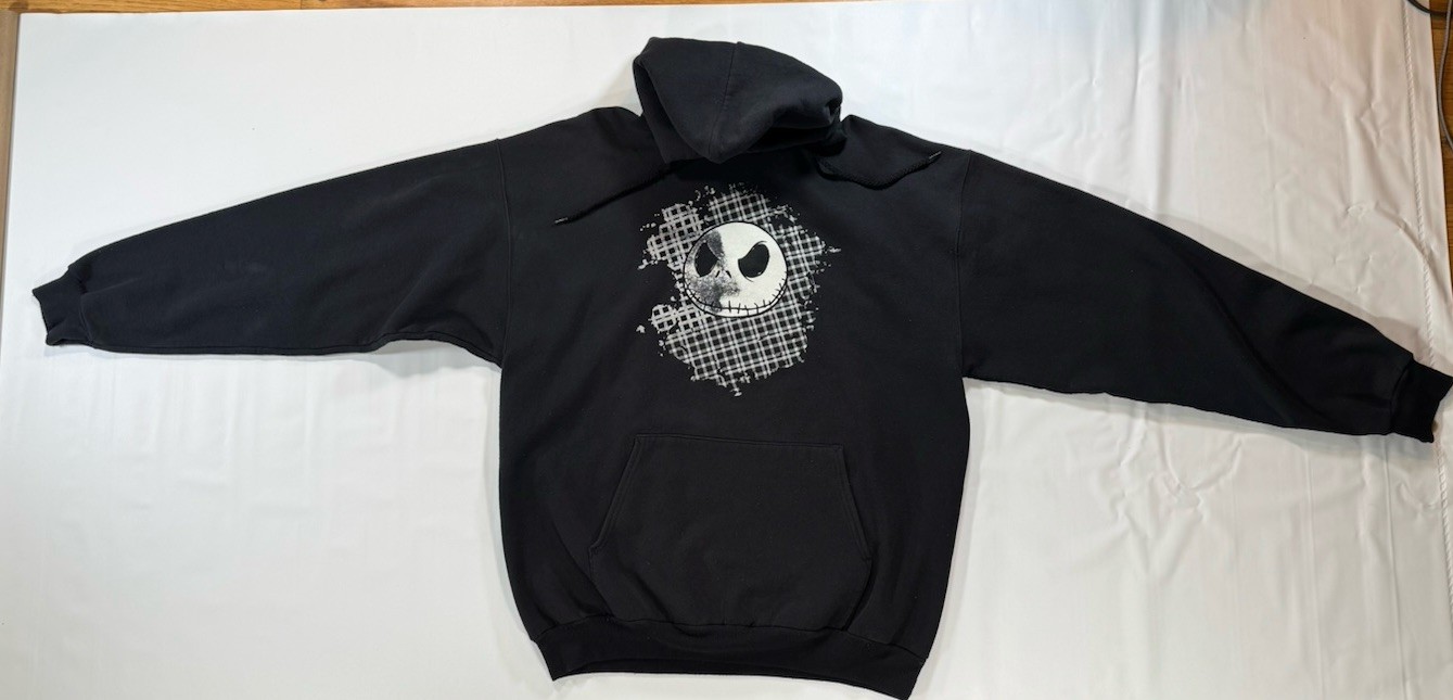 Nightmare Before Christmas Black Hoodie Disney Jack Skellington XL Pullover