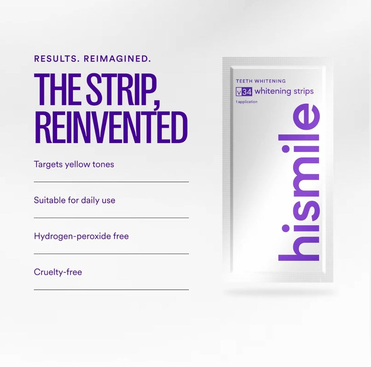 Hismile V34 Whitening Strips, Teeth WhiteningStrips, Purple Tooth Whitening