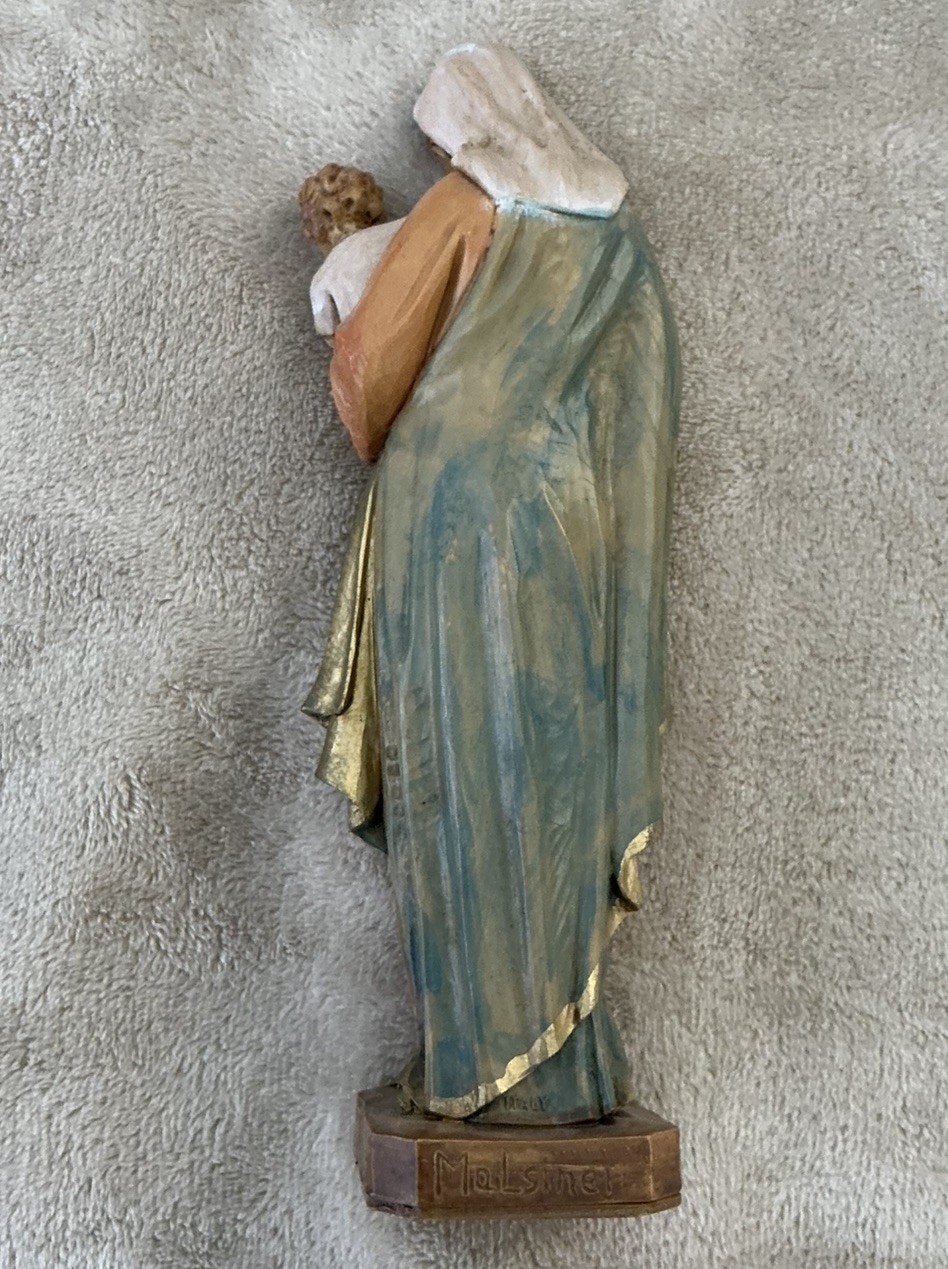 Vintage Malsiner Italy Madonna & Child Figurine Virgin Mary & Baby Jesus 9.5"