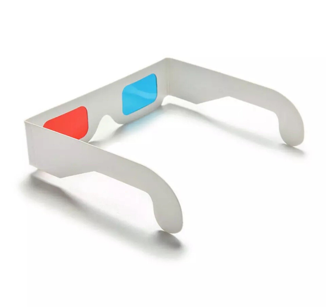 2 Sets of 3D Glasses Universal Anaglyph Cardboard Paper Red Blue Cyan For Movie