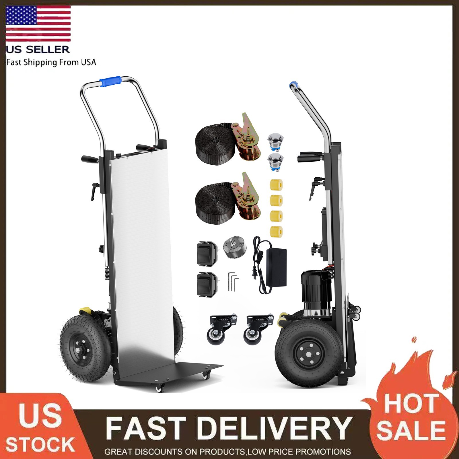 900LB Capacity Electric Stair Climbing Hand Truck Heavy-Duty Motorized Dolly
