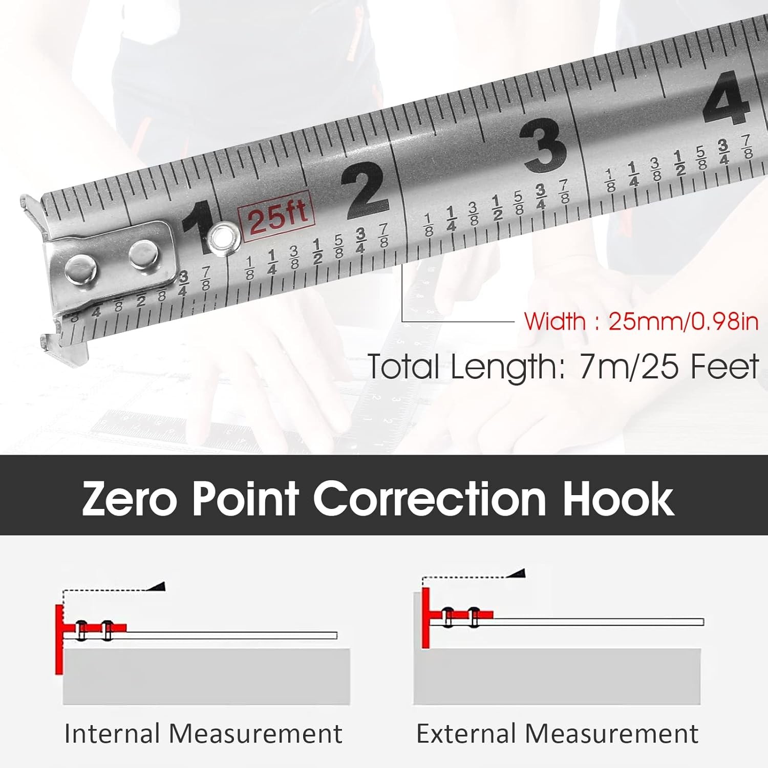 Stainless Steel Retractable Measuring Tape Easy Read Measuring Tape Tape Measure