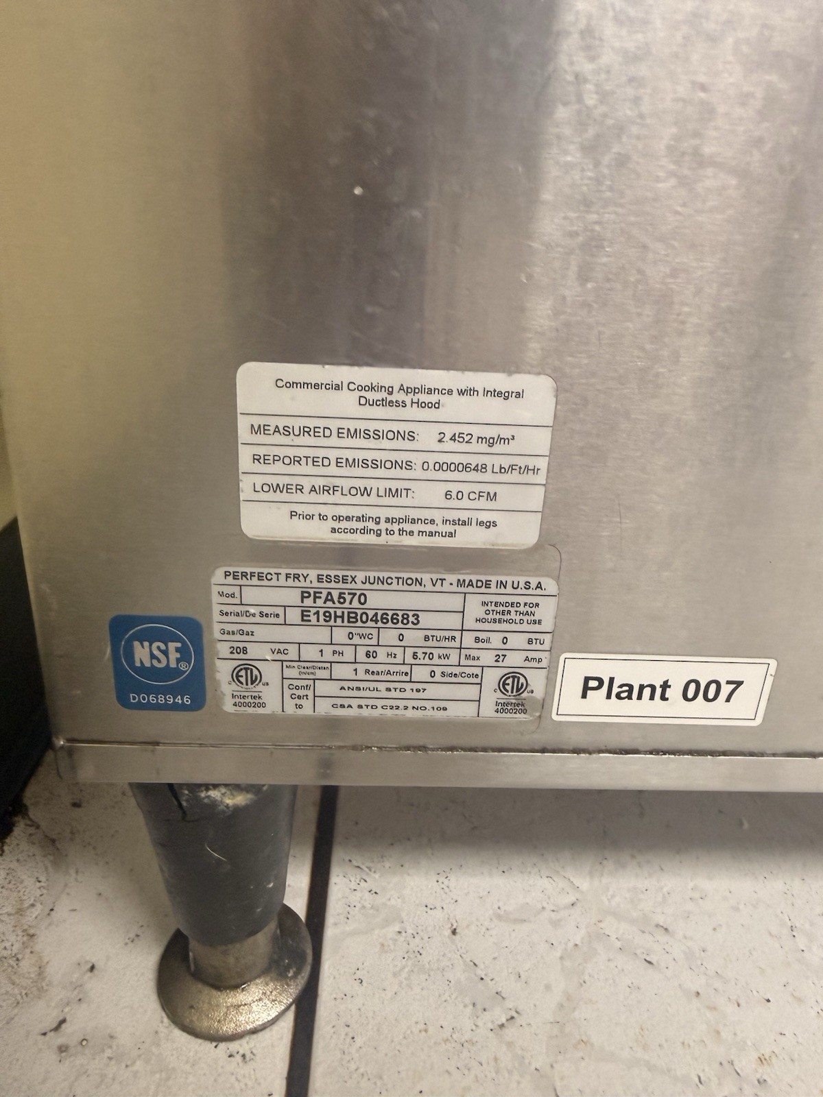 Perfect Fry Company PFA570 Automated Ventless Deep Fryer - Tested And Working!