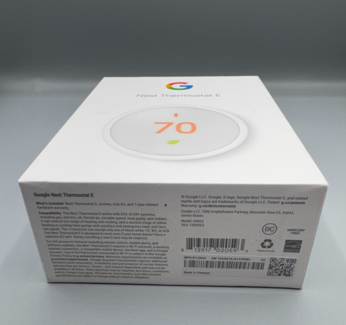 Google Nest Thermostat E T4001ES Programmable Thermostat - White