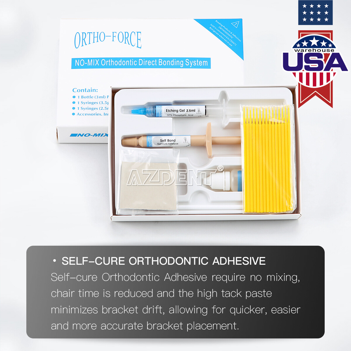 Dental Orthodontic Adhesive Resin Syringe Paste Kit For Brackets Braces Bonding