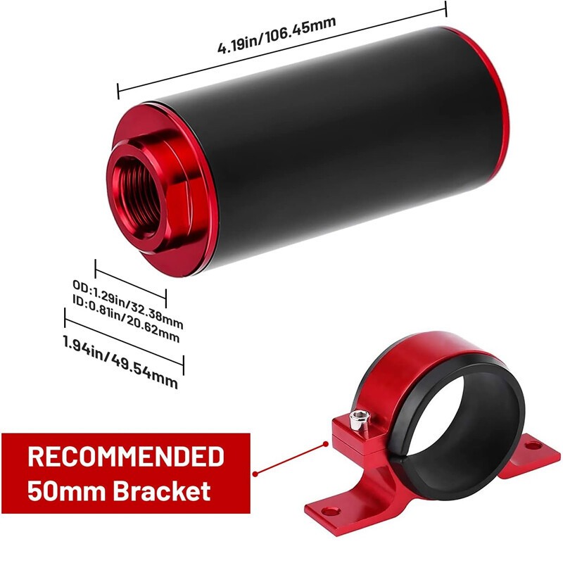 High Flow Inline Fuel Filter 100 Micron Cleanable 6AN 8AN 10AN Adapter Universal