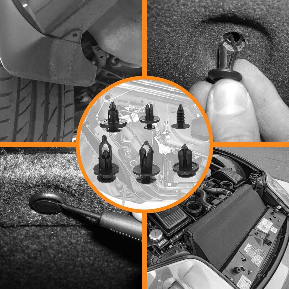 200PCS Bumper Clips Fender Trim Car Body Push Pin Rivet Fastener Retainer