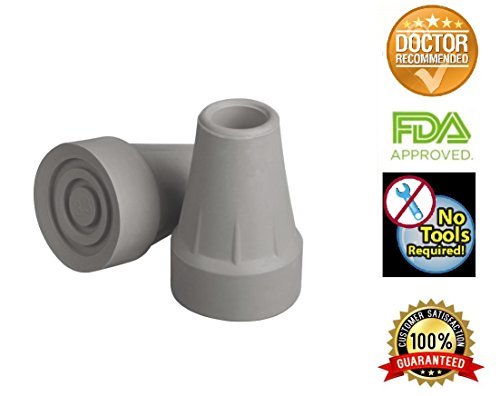 Crutch Tip Large Super, Gray, 7/8 Inchl / pair