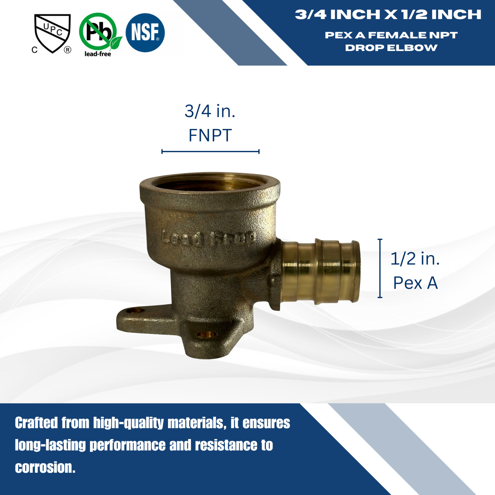 25 Pack XFITTING 1/2" PexA X 3/4" Female Elbow w. Drop Ear, Expansion Female Ear