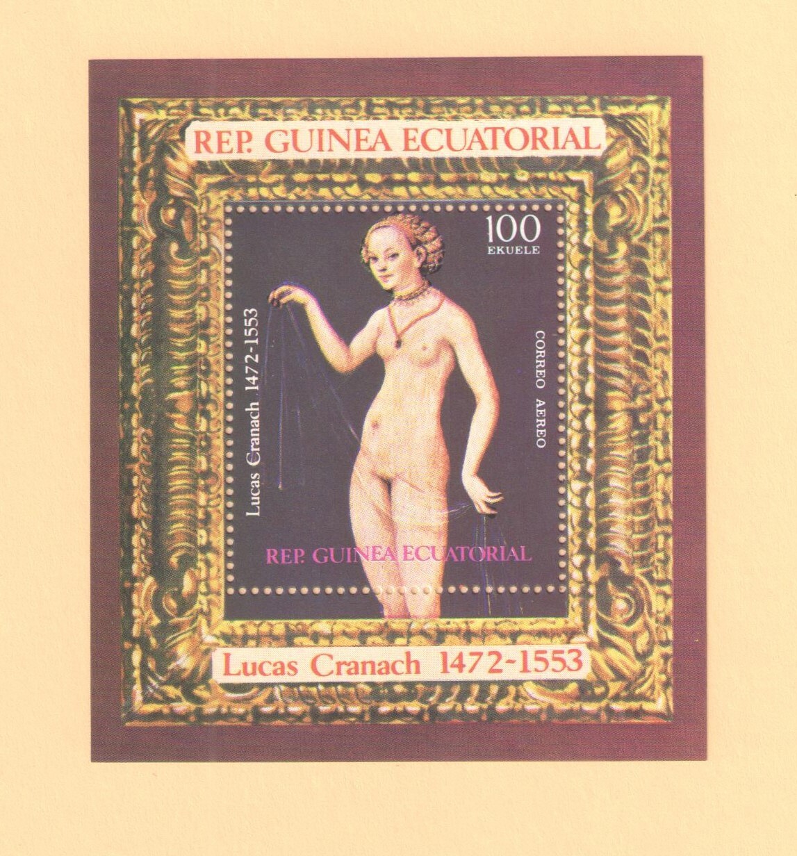 EQUATORIAL GUINEA { LUCAS CRANACH / ART / PAINTING } SOUVENIR SHEET MNH