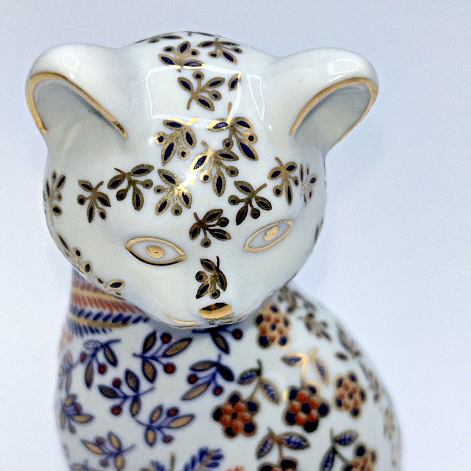 VTG Japanese Imari Neko Floral Hand Painted Porcelain Cat Figurine Decor EUC
