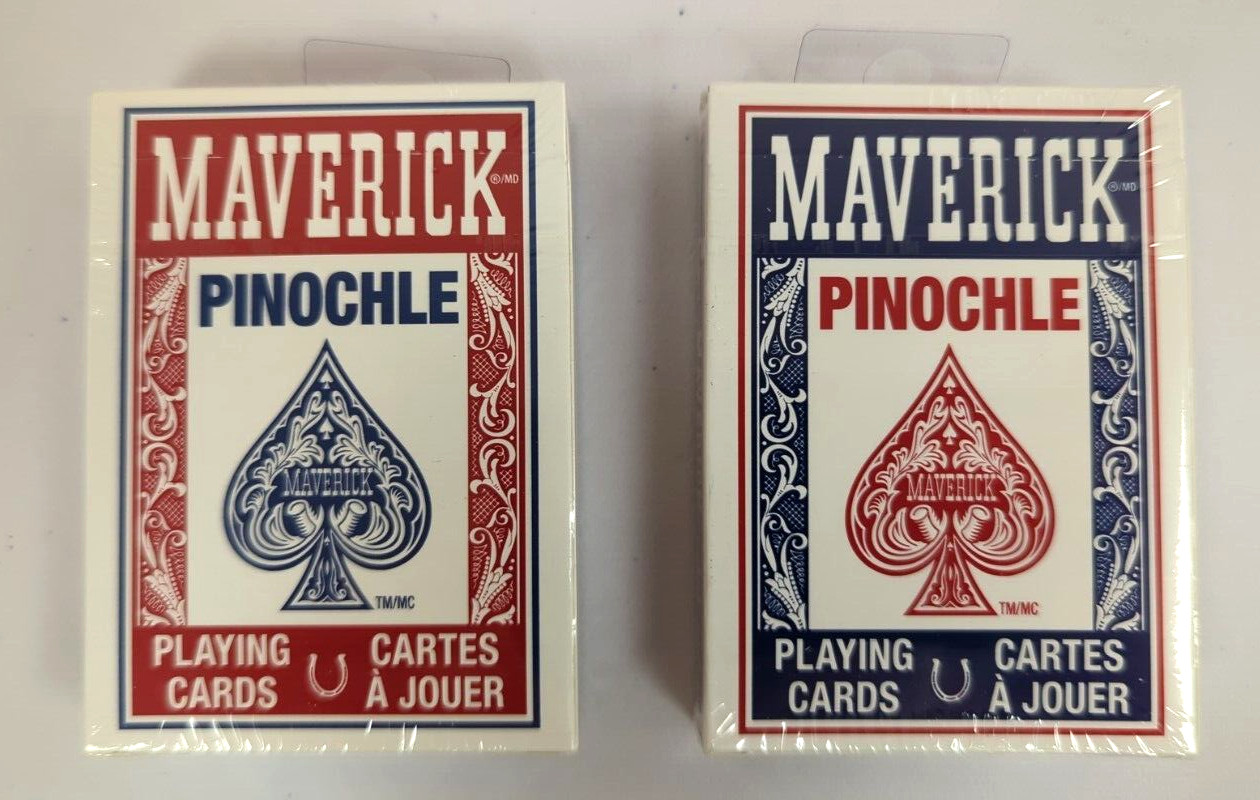 12 Maverick Pinochle Decks (Red & Blue) by US Playing Card Company New Sealed