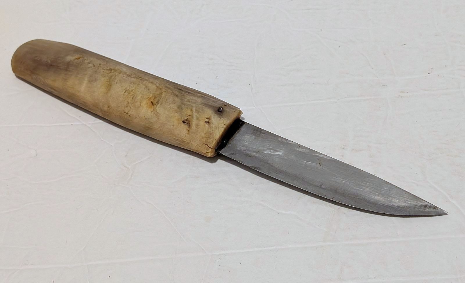 RARE Antique Primitive Knife Handmade Bovine Bone or Horn Handle 11" / 5" blade