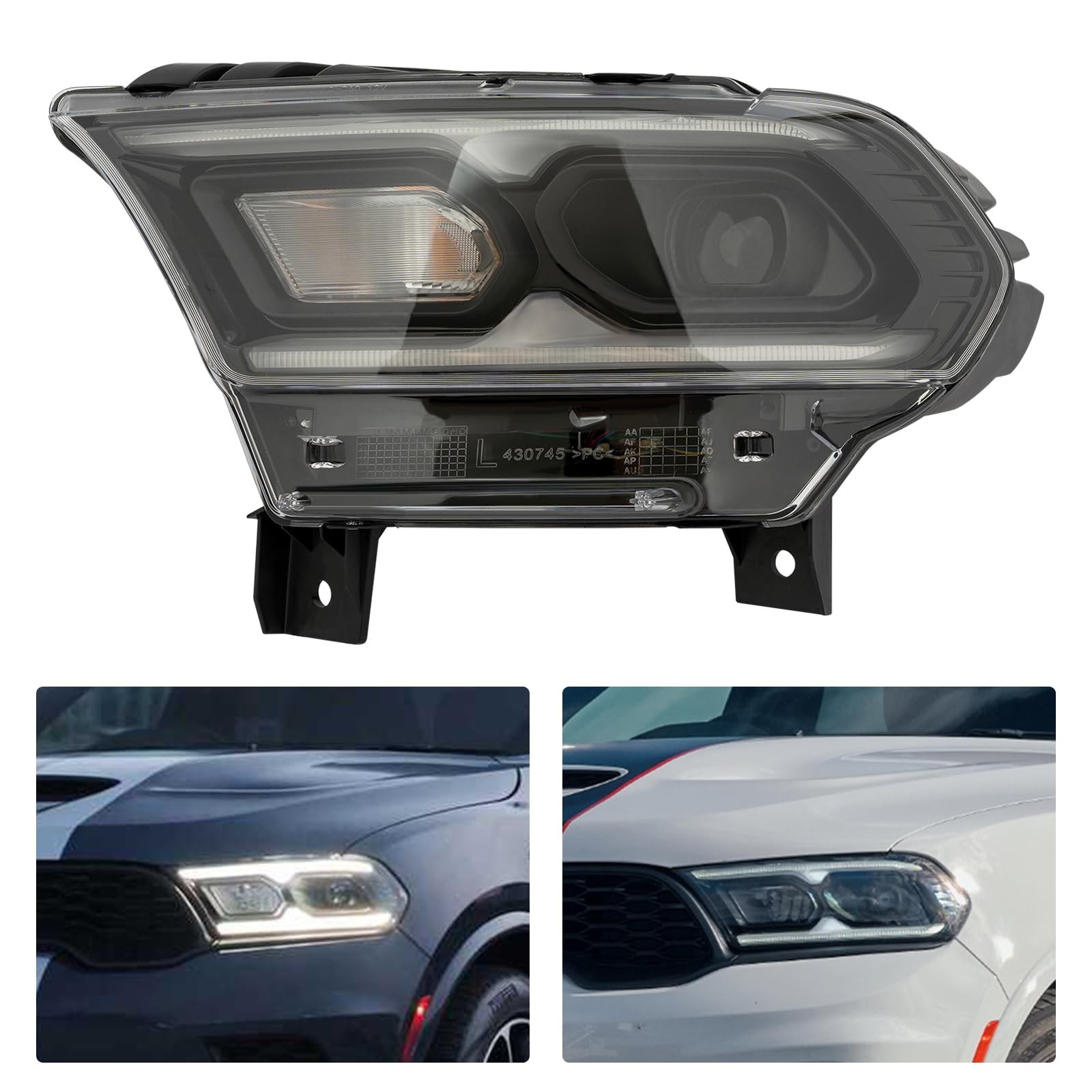 For 2021-2023 Dodge Durango Headlight Assembly - LED+Halogen Headlamp Left Side
