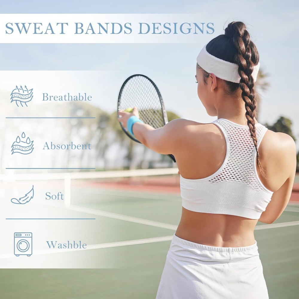 4 Pack Sports Headbands for Men & Women, Moisture Wicking Workout Sweatbands