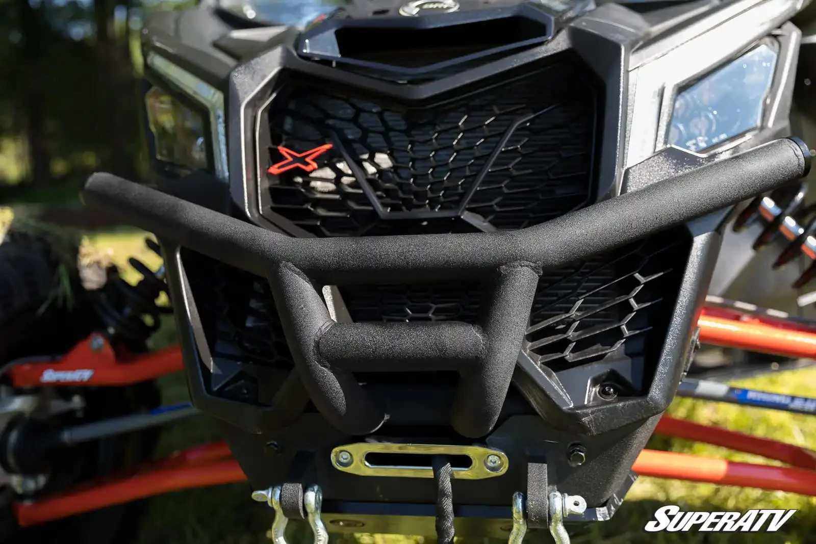 SuperATV Heavy Duty Front Winch Bumper W 6000 LBS Winch Can-Am Maverick X3 2017+