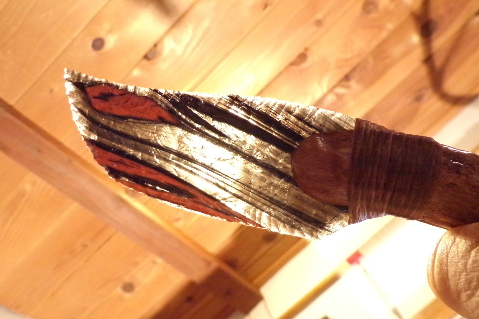 Triple Flow Obsidian Skinning Knife Flint Knapping Black Powder Antler Handle