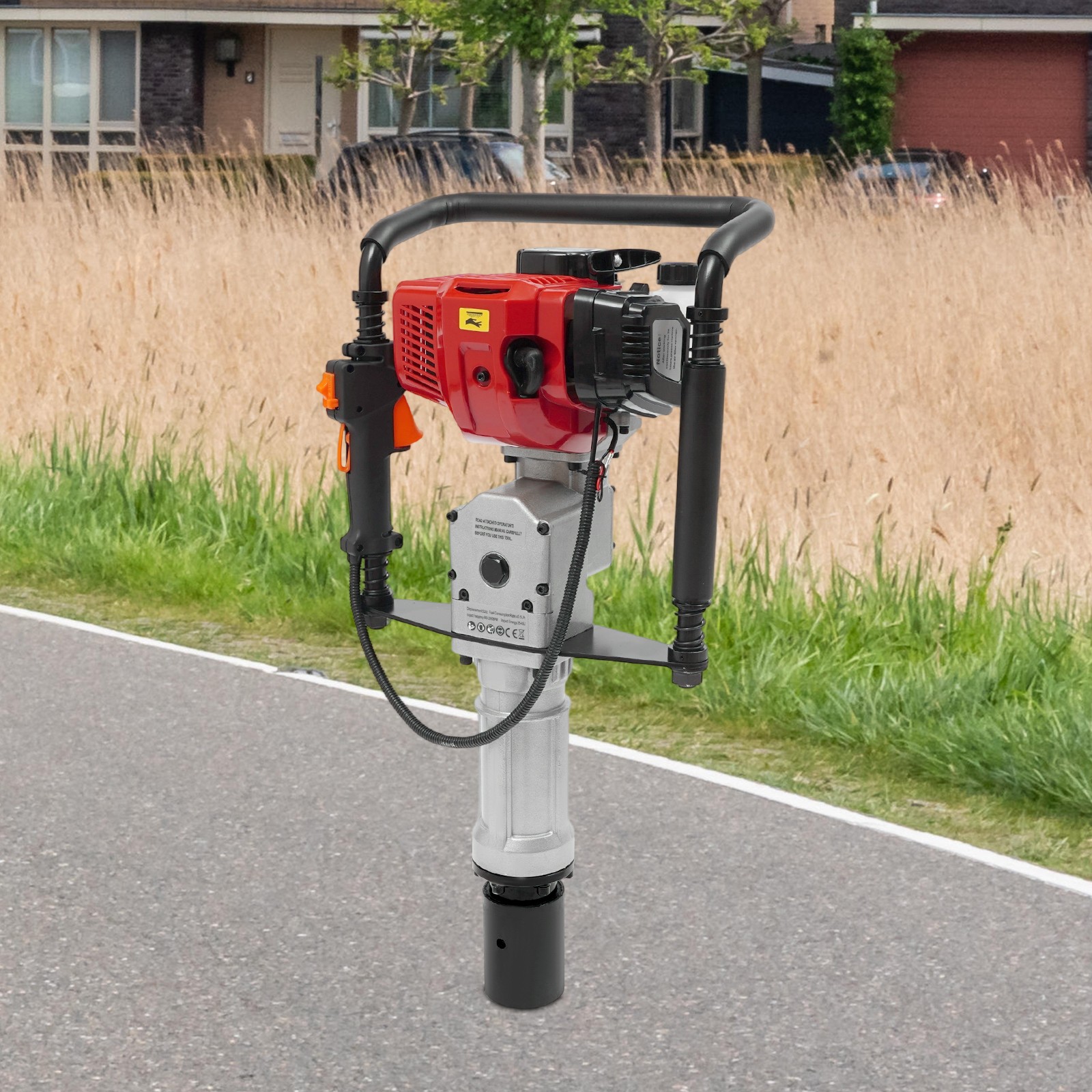 Gas Powered T-Post Driver 2-Stroke Gasoline Engine Fence Farm Push Pile Digger