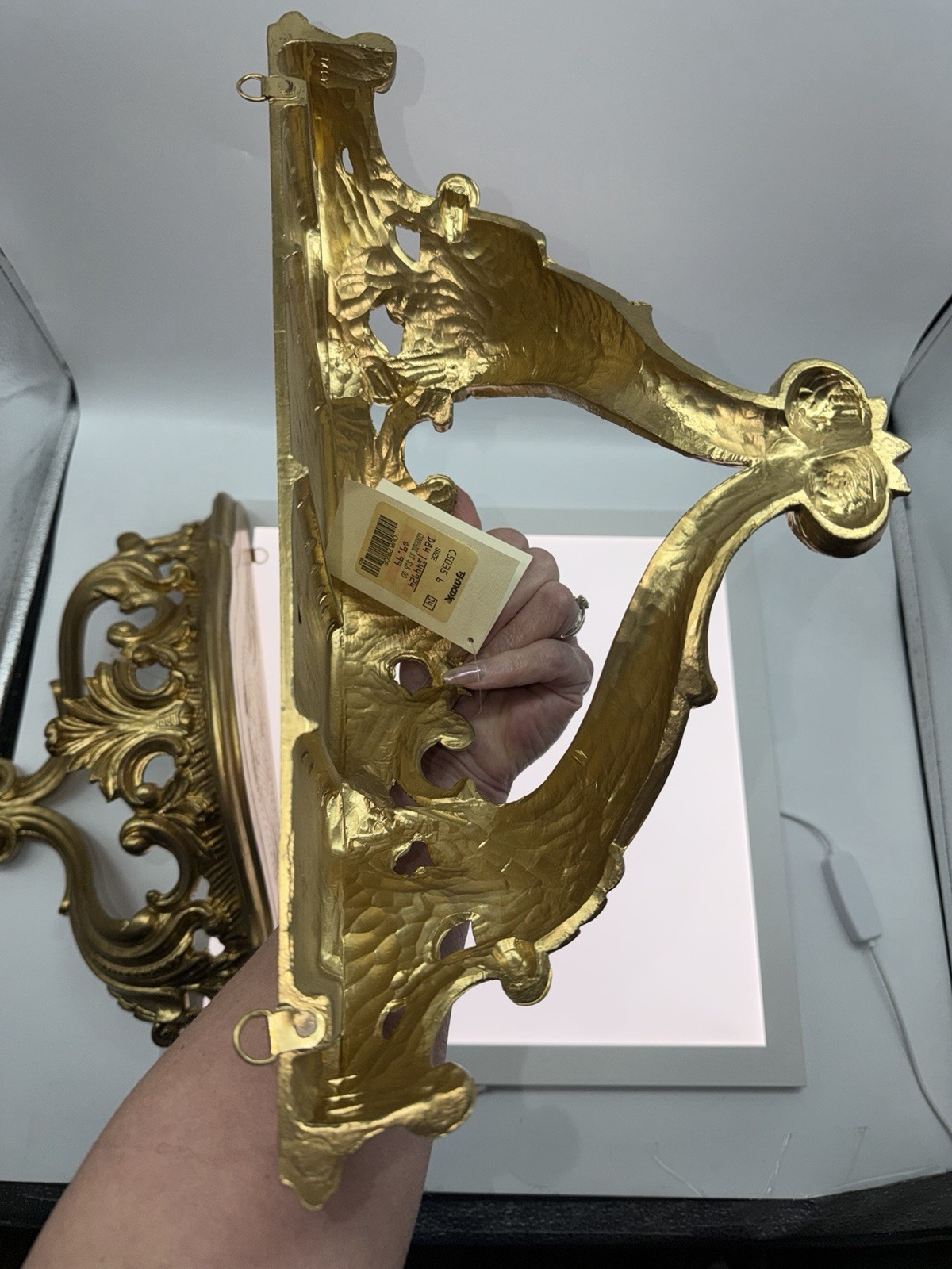 Vintage Euromarchi Italy Hollywood Regency Shelves Resin Gold Finish Wall Hang 2