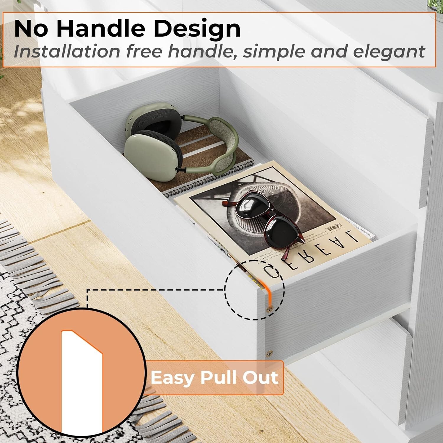 6 Drawer Double Dresser for Bedroom Chest of 6 Drawers Clothing Storage Cabinet