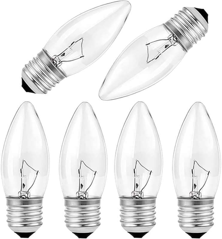 Incandescent Torpedo Tip Chandelier Bulbs - 25W Equivalent Dimmable Candle