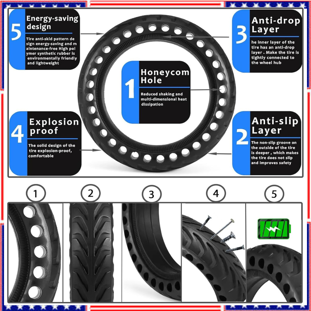 50/75-6.1 Tubeless Solid Tires for Electric Scooter,8 1/2 x2 Tire for Gotrax GXL