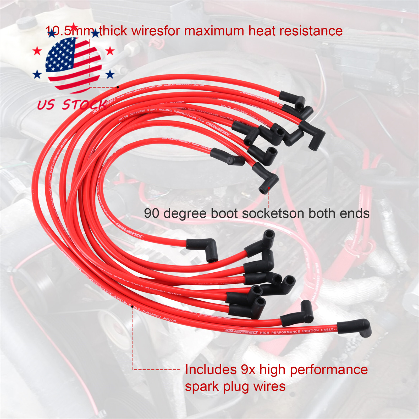 10.5 MM High Performance Spark Plug Wire Set HEI SBC BBC 350 383 454 Electronic