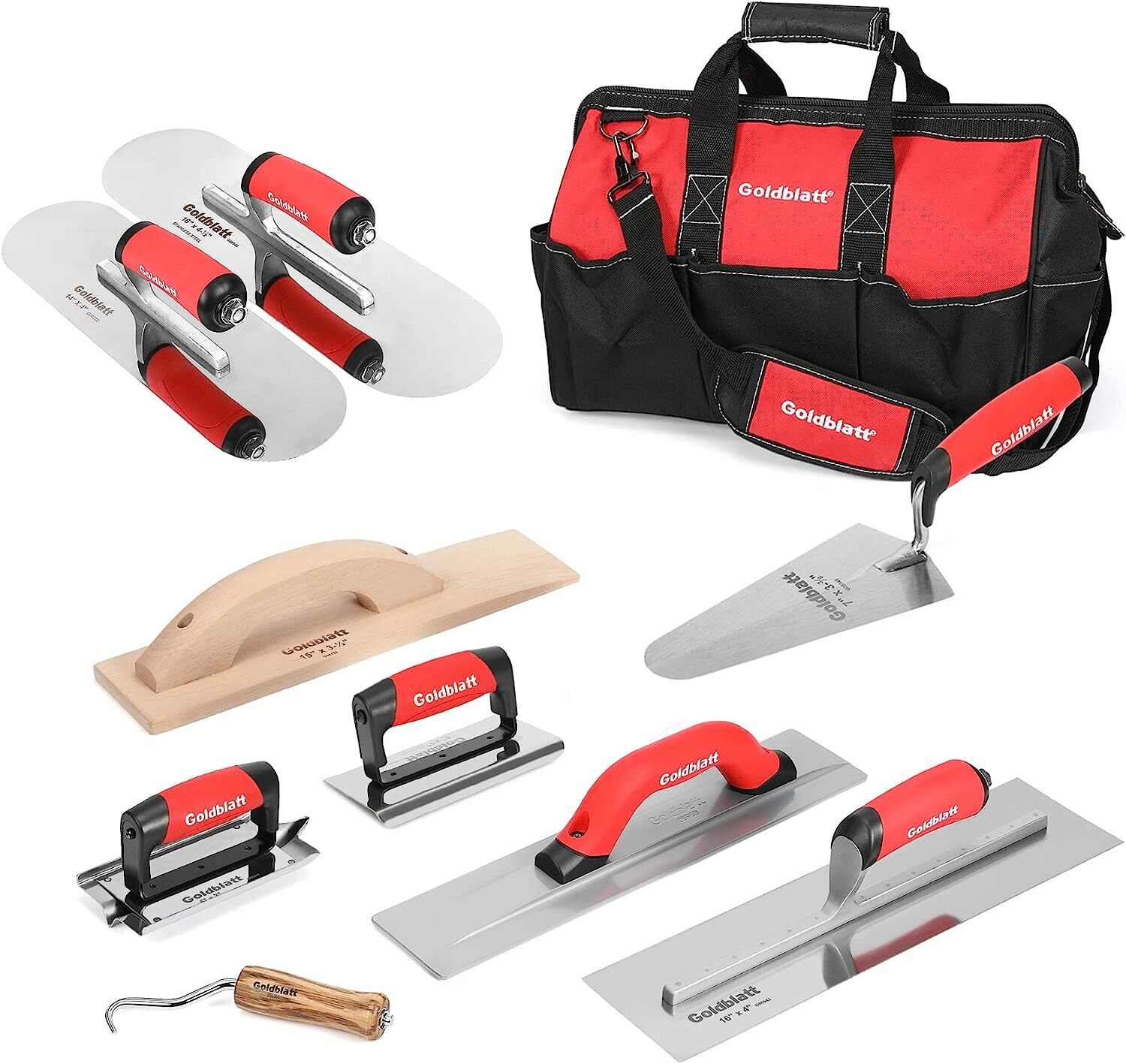 Goldblatt 8 Piece Masonry Hand Tool Set & 2 Pieces Stainless Steel Trowel Set