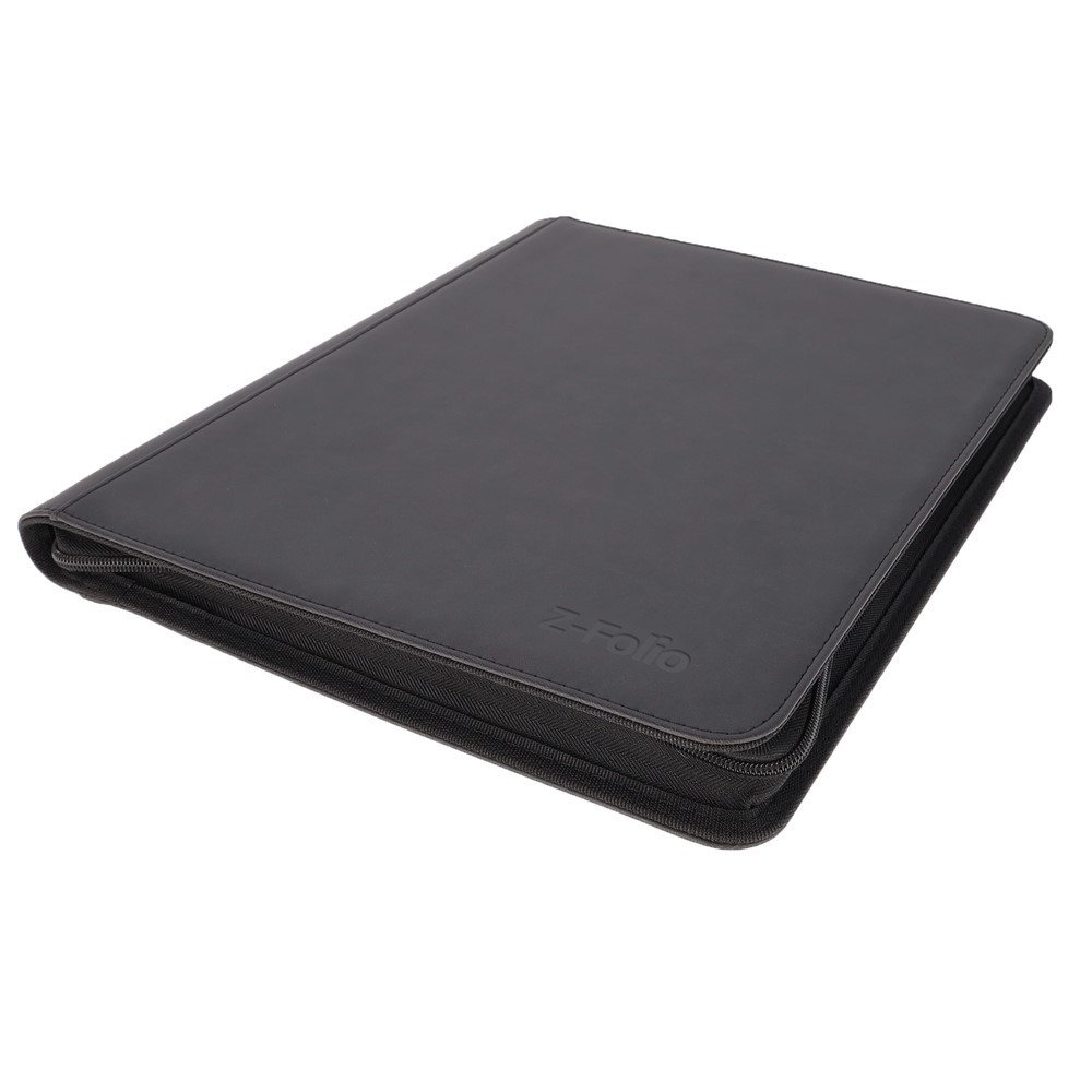 BCW Z-Folio 9 Pocket Card Toploader Black LX Leatherette Zippered Storage Album