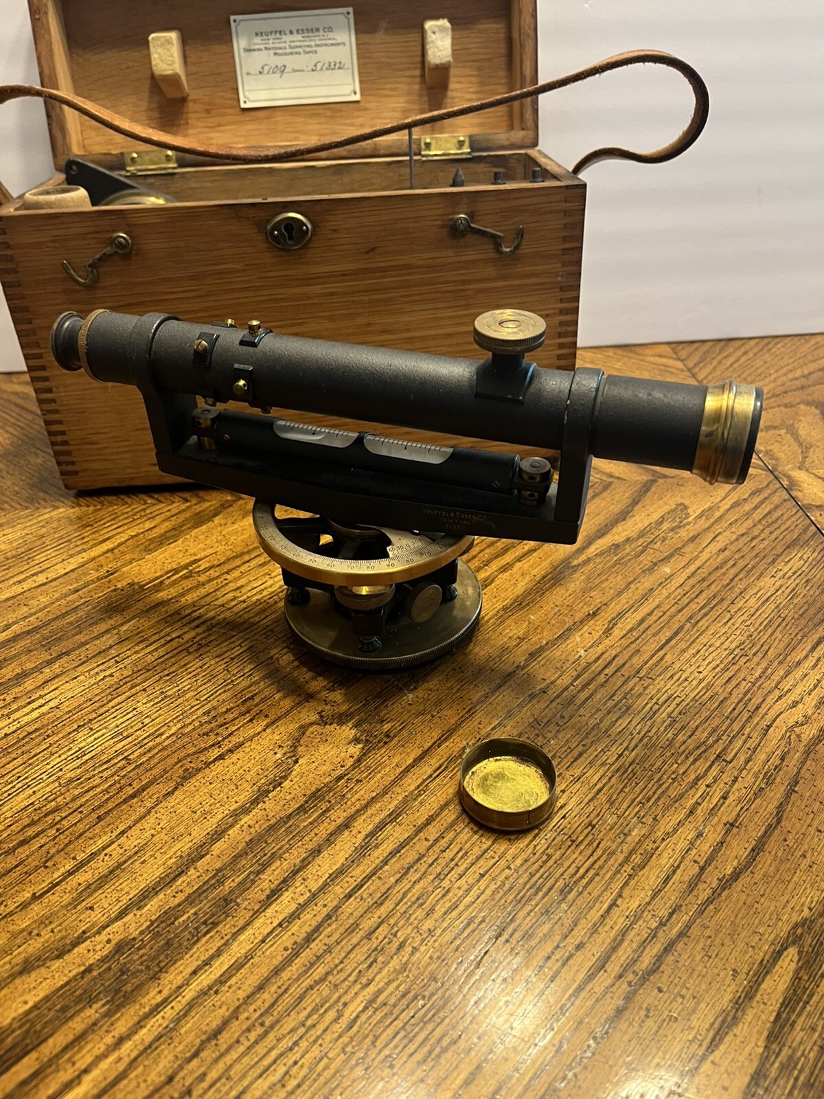 Antique 1924 Kueffel & Esser Co Model 5109 Surveyor Transit W/ Orig Tripod