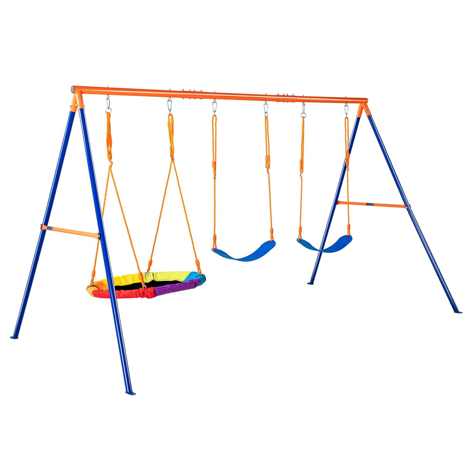 VEVOR Swing Sets for Backyard 1 Saucer 2 Belt Swing Seats A-Frame Metal Stand